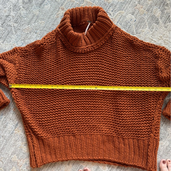 FREE PEOPLE My Only Sunshine Sweater Mock Neck Chunky Knit Sweater Tuscan Earth - Picture 4 of 7